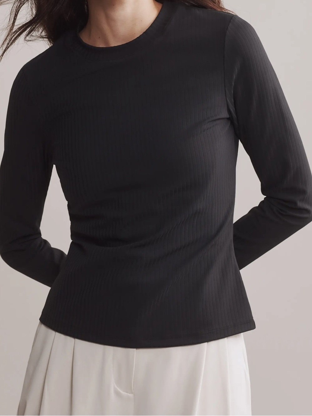 Rhone Black Modern Ribbed Long Sleeve Top Size XL NWT Activewear Athleisure